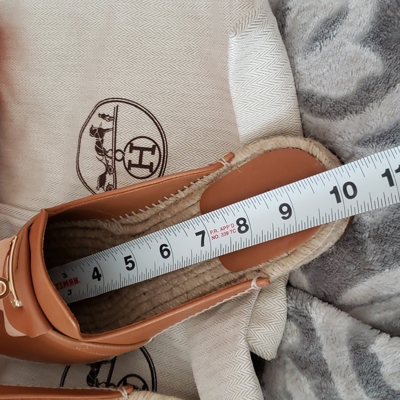 Hermes Espadrille Mule Brown Natural Goatskin Kelly Buckle size 40EU or 10US - Picture 17 of 17